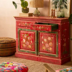 Graham & Green Junli Red Painted Cabinet