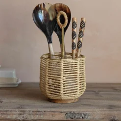 Graham & Green Jute and Brass Cutlery Holder