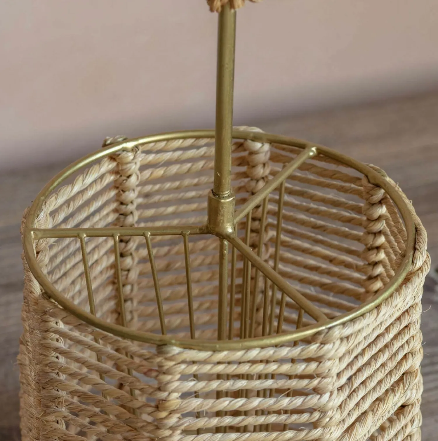 Graham & Green Jute and Brass Cutlery Holder