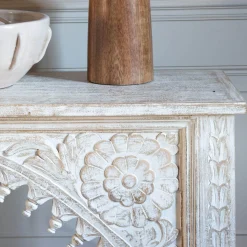 Graham & Green Kaia Carved Wood Console Table
