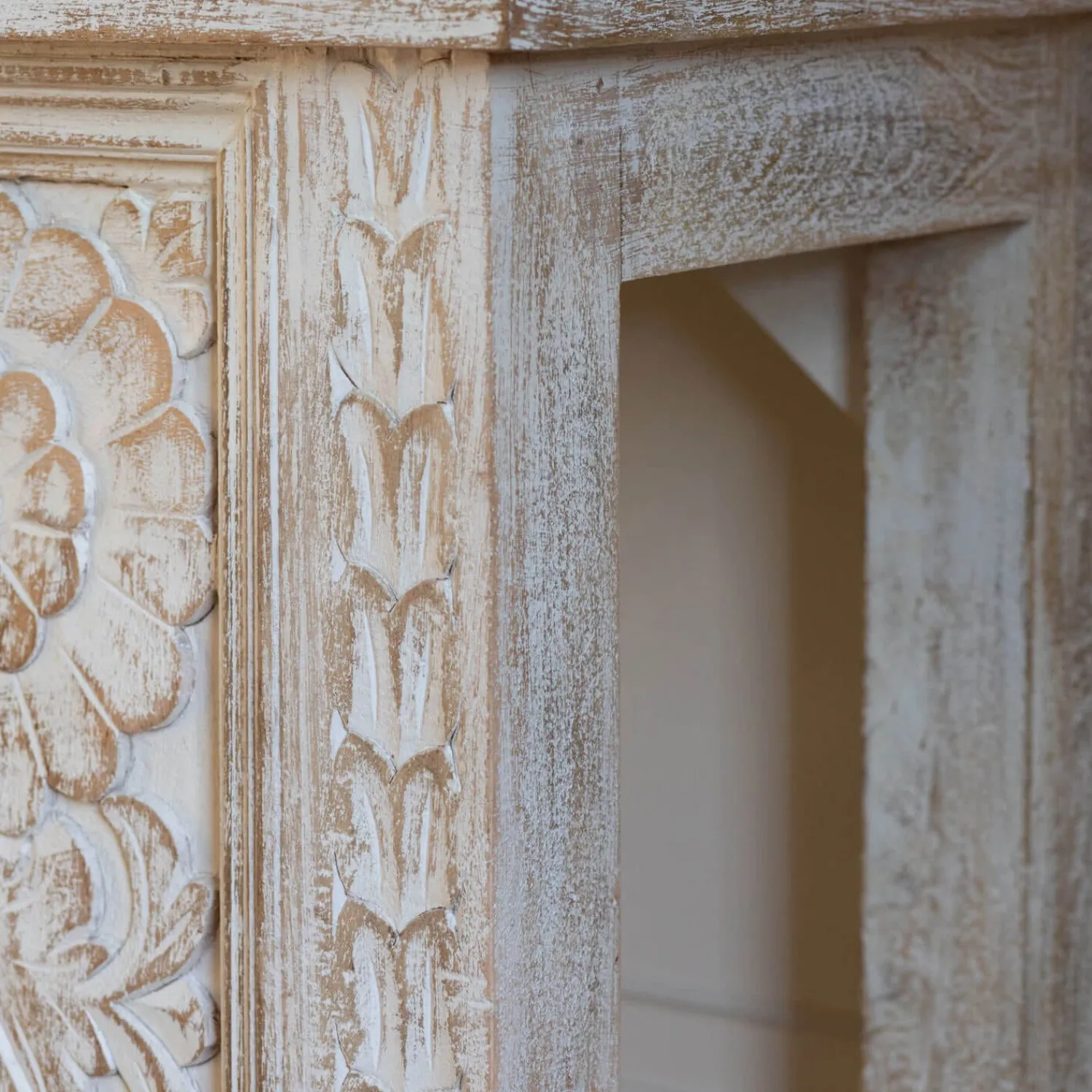 Graham & Green Kaia Carved Wood Console Table