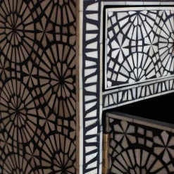 Graham & Green Kaleidoscope Bone Inlay Bedside Table