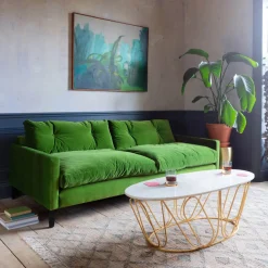 Graham & Green Kasper Grass Green Velvet Sofa