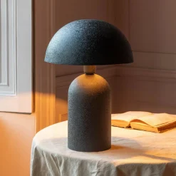 Graham & Green Large Black Textured Dome Table Lamp
