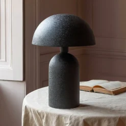 Graham & Green Large Black Textured Dome Table Lamp