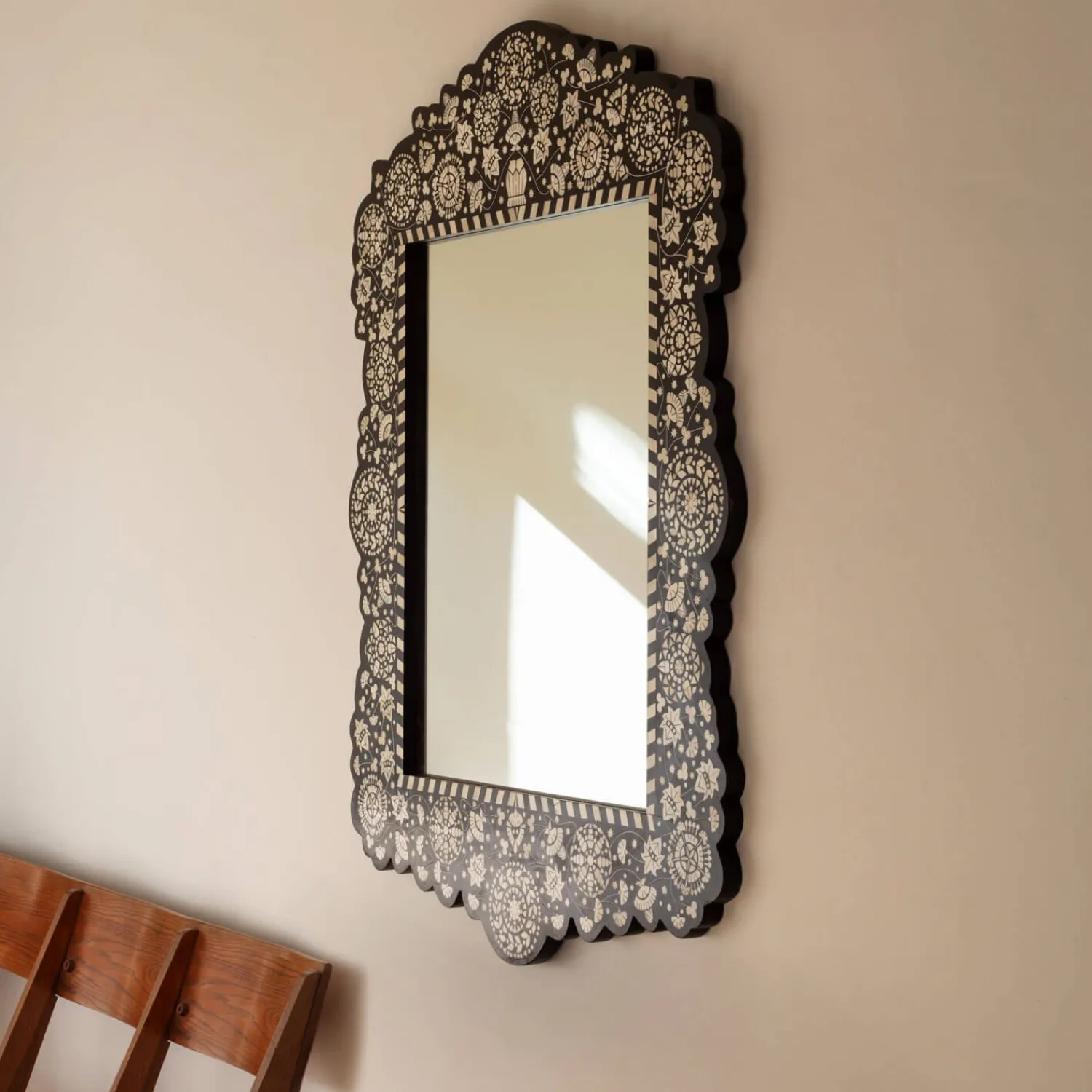 Graham & Green Large Ditsy Bone Inlay Mirror