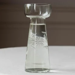 Graham & Green Large Etched Floral Clear Glass Vase