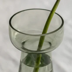 Graham & Green Large Etched Floral Green Glass Vase