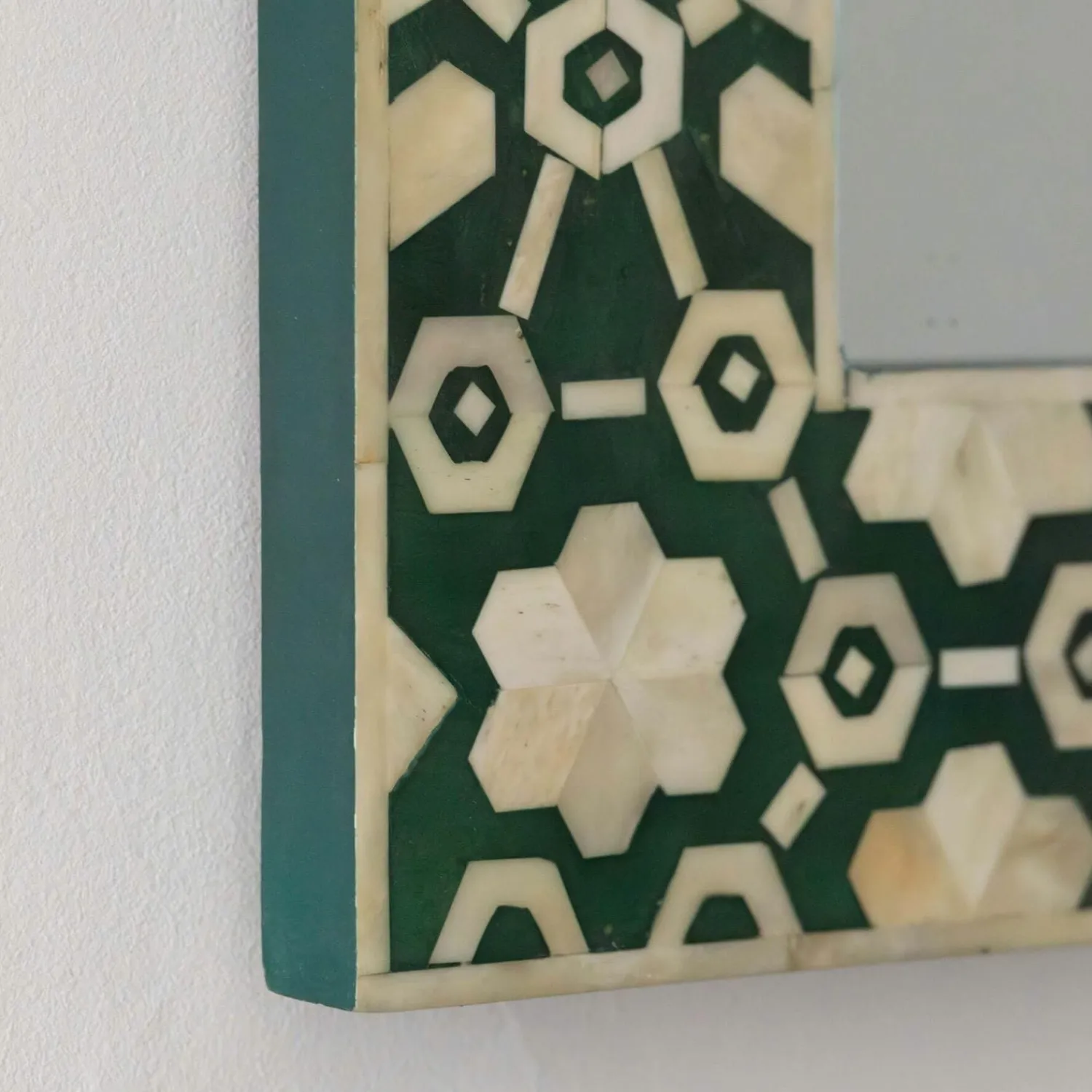 Graham & Green Large Jade Green Floral Bone Inlay Mirror