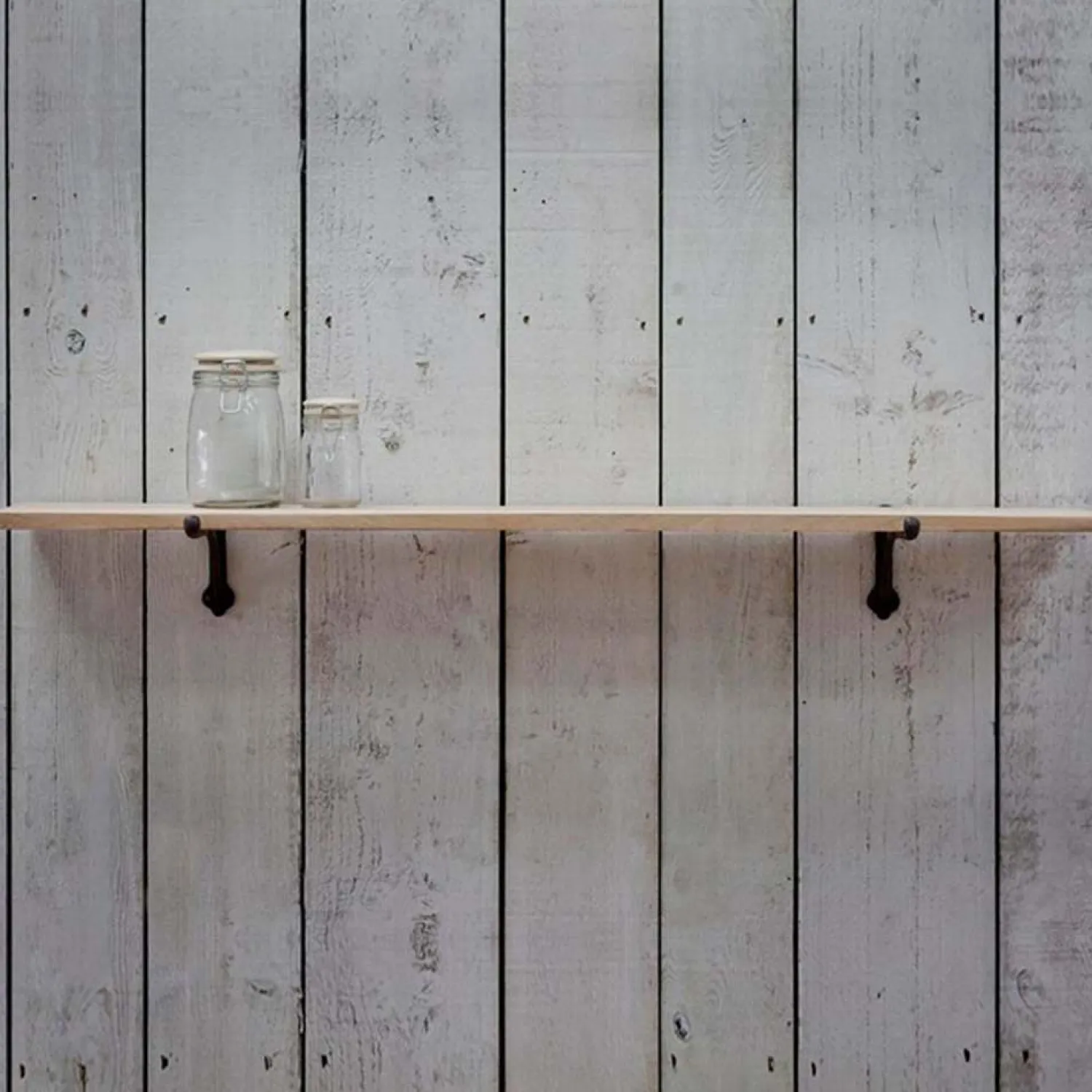 Graham & Green Large Oak Shelf With Iron Bracket