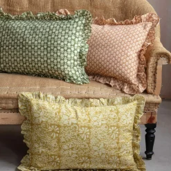 Graham & Green Large Rectangular Floral Block Printed Cushions