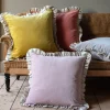 Graham & Green Large Velvet and Linen Frilled Cushions