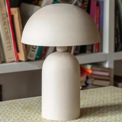 Graham & Green Large Warm Grey Textured Dome Table Lamp