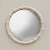 Graham & Green Large White Bamboo Convex Mirror