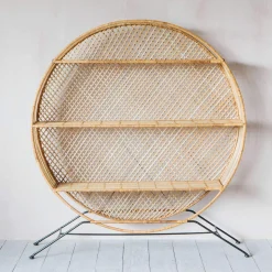 Graham & Green Large Wren Round Wicker Shelving Unit
