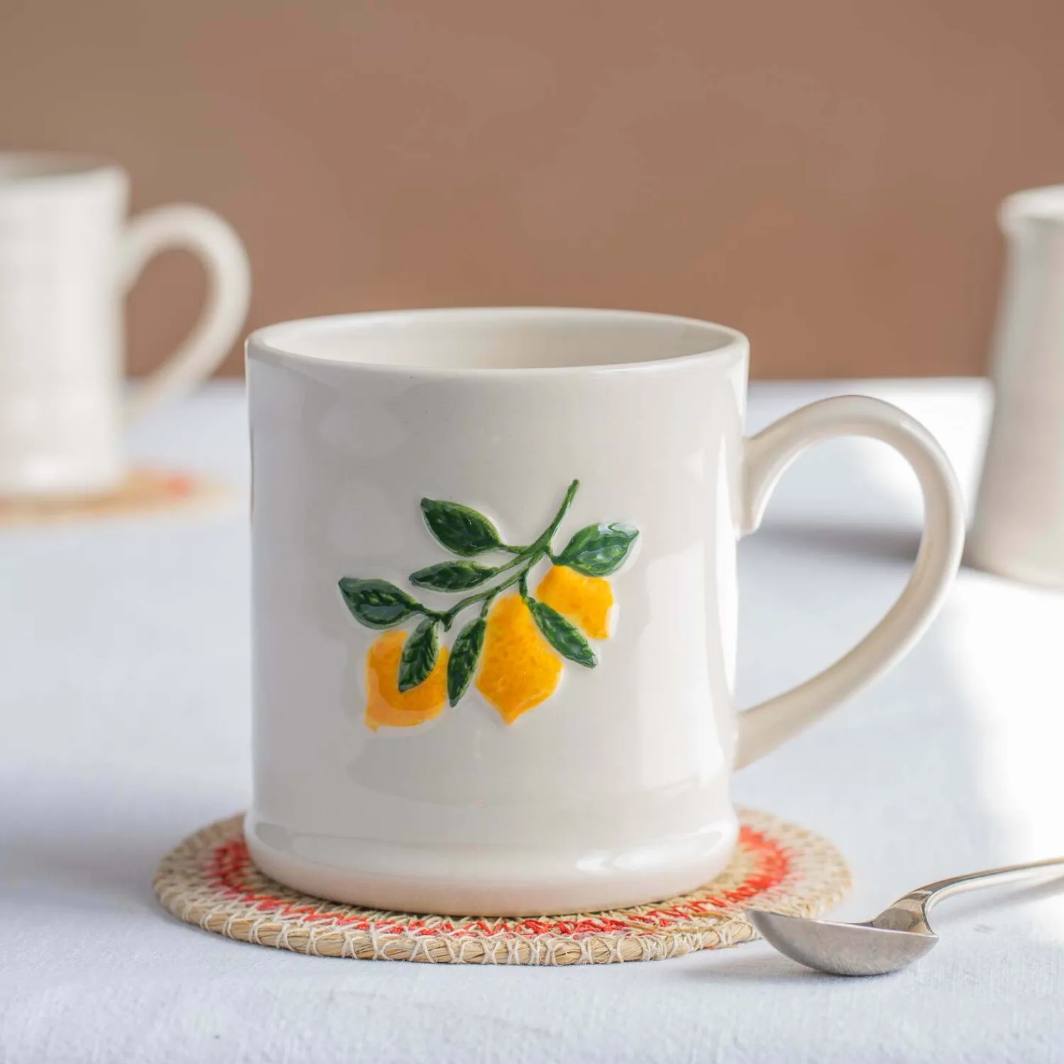 Graham & Green Lemon Branch Motif Mug
