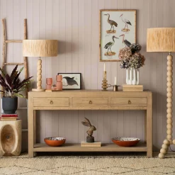 Graham & Green Leshan Natural Three Drawer Sideboard
