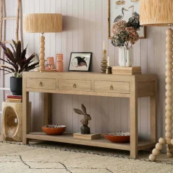 Graham & Green Leshan Natural Three Drawer Sideboard