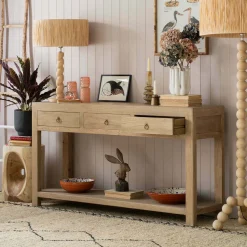 Graham & Green Leshan Natural Three Drawer Sideboard