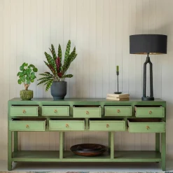 Graham & Green Leshan Nine Drawer Jade Sideboard