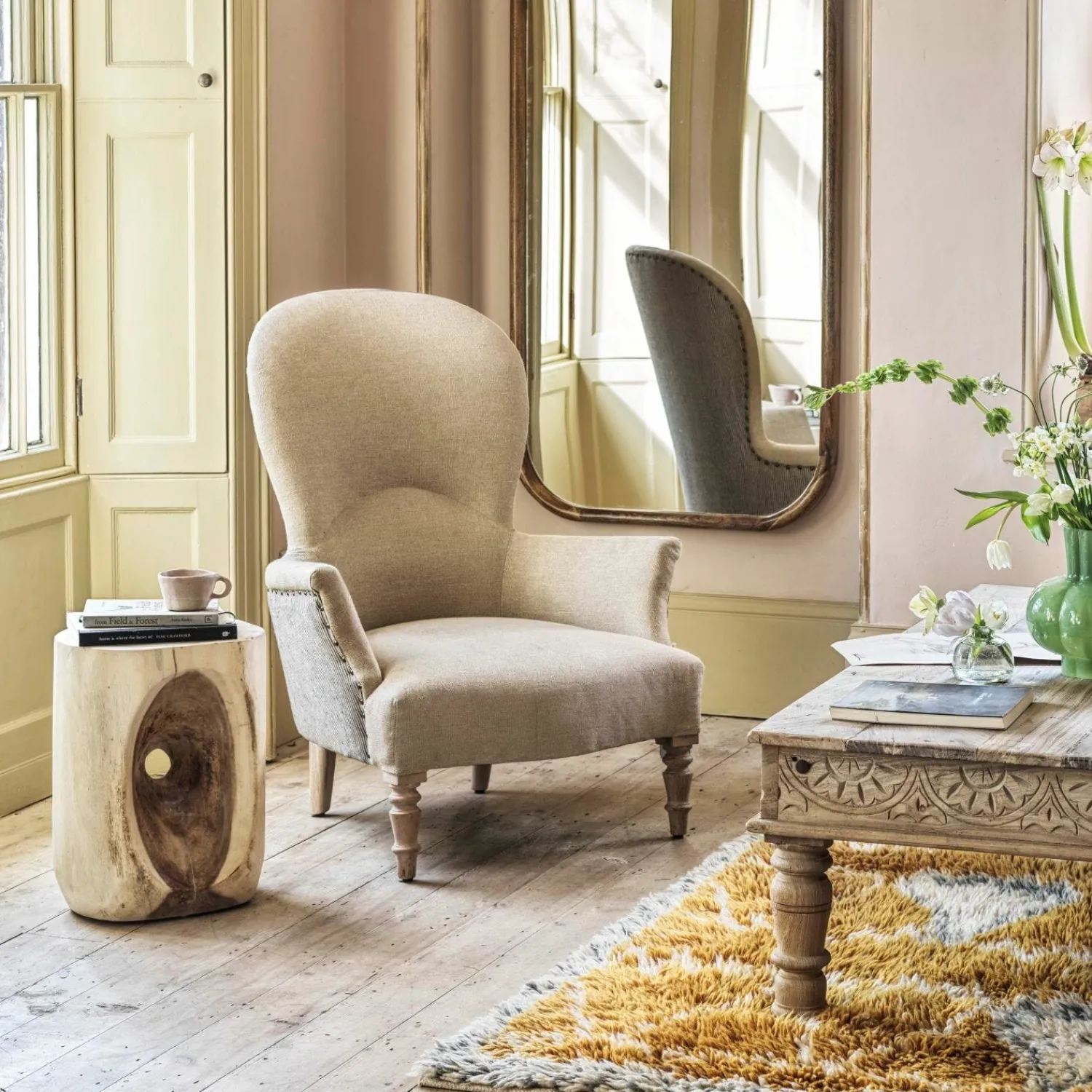 Graham & Green Louise Natural Linen Armchair