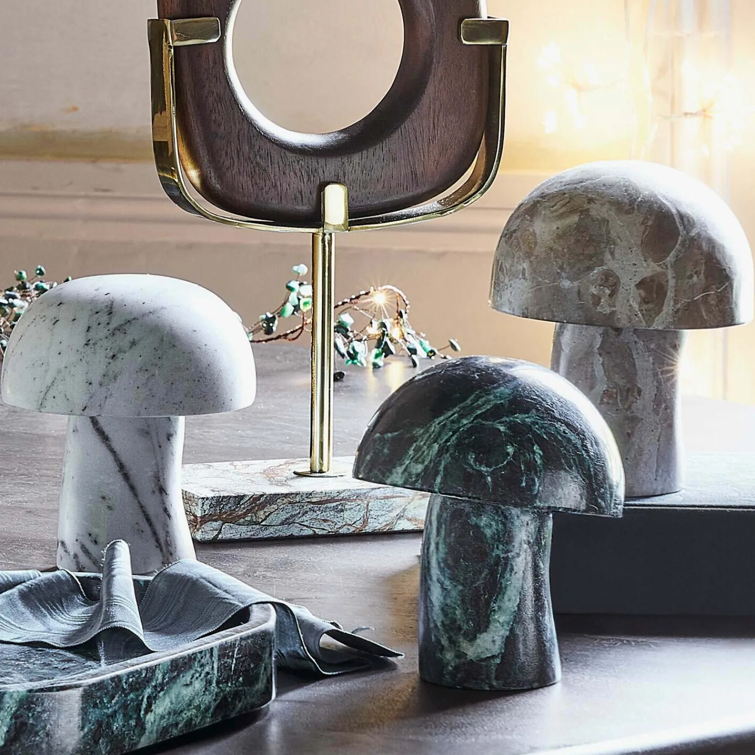 Graham & Green Marble Mushroom Statues