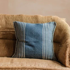 Graham & Green Marina Blue and White Striped Square Cushion
