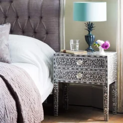 Graham & Green Maxi Grey Mother of Pearl Bedside Table