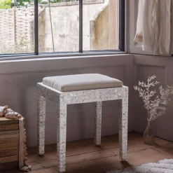 Graham & Green Maxi White Mother of Pearl Stool