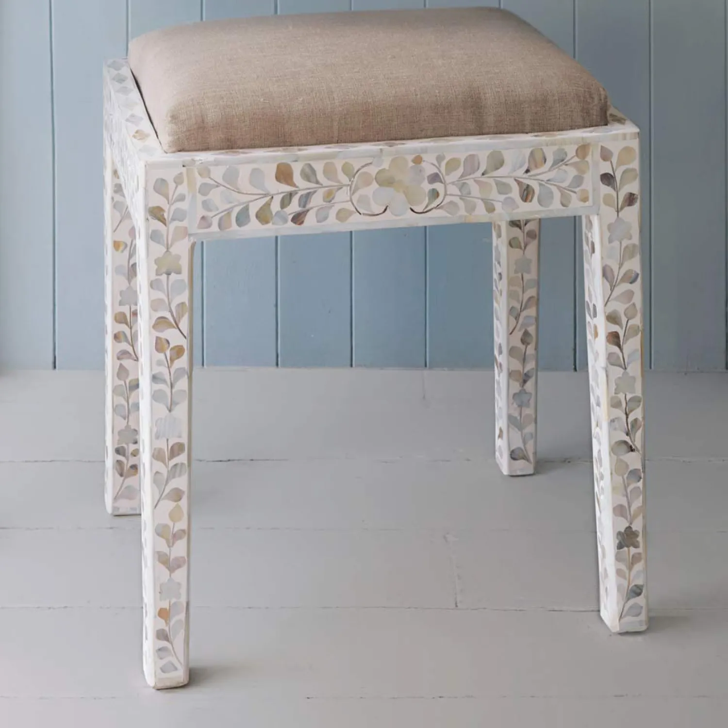 Graham & Green Maxi White Mother of Pearl Stool