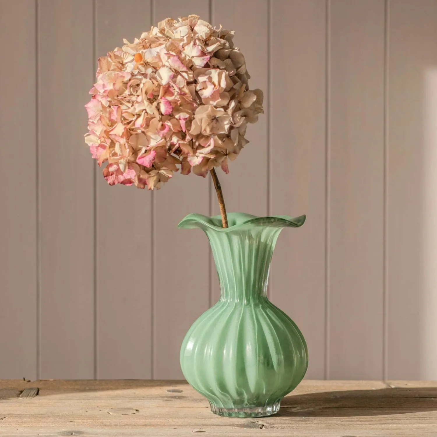 Graham & Green Medium Green Fluted Ruffle Vase