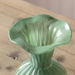 Graham & Green Medium Green Fluted Ruffle Vase