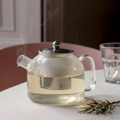 Graham & Green Metal and Clear Glass Teapot