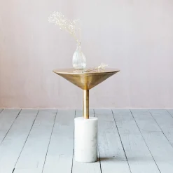 Graham & Green Mildred Gold and Marble Side Table