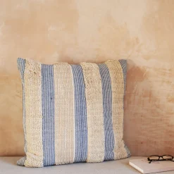 Graham & Green Misty Blue and White Striped Cushions