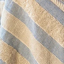 Graham & Green Misty Blue and White Striped Throw