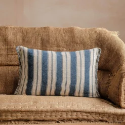 Graham & Green Moana Blue and White Striped Rectangular Cushion