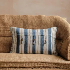 Graham & Green Moana Blue and White Striped Rectangular Cushion