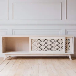 Graham & Green Momoka Hand-Carved Sideboard with Sliding Doors