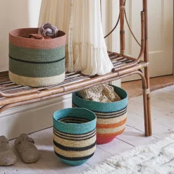 Graham & Green Multicoloured Stripe Basket