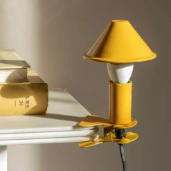 Graham & Green Mustard Enamel Mushroom Clip Lamp