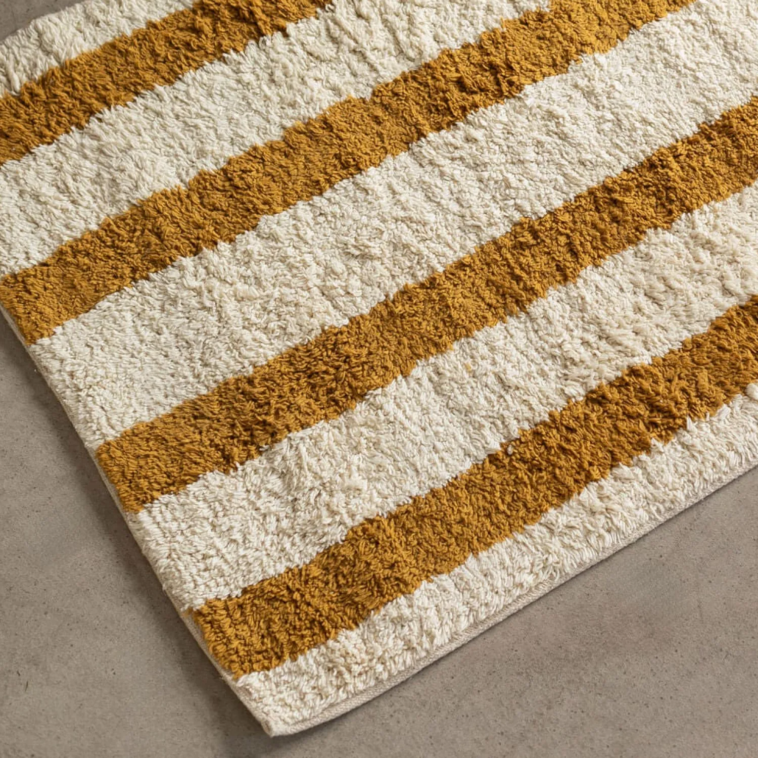 Graham & Green Mustard Striped Tufted Bath Mat
