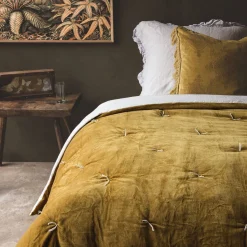 Graham & Green Mustard Velvet Pebble Quilts