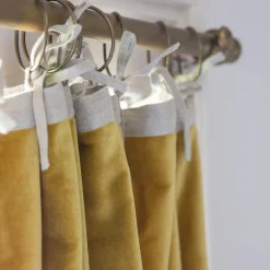 Graham & Green Mustard Velvet Single Curtains