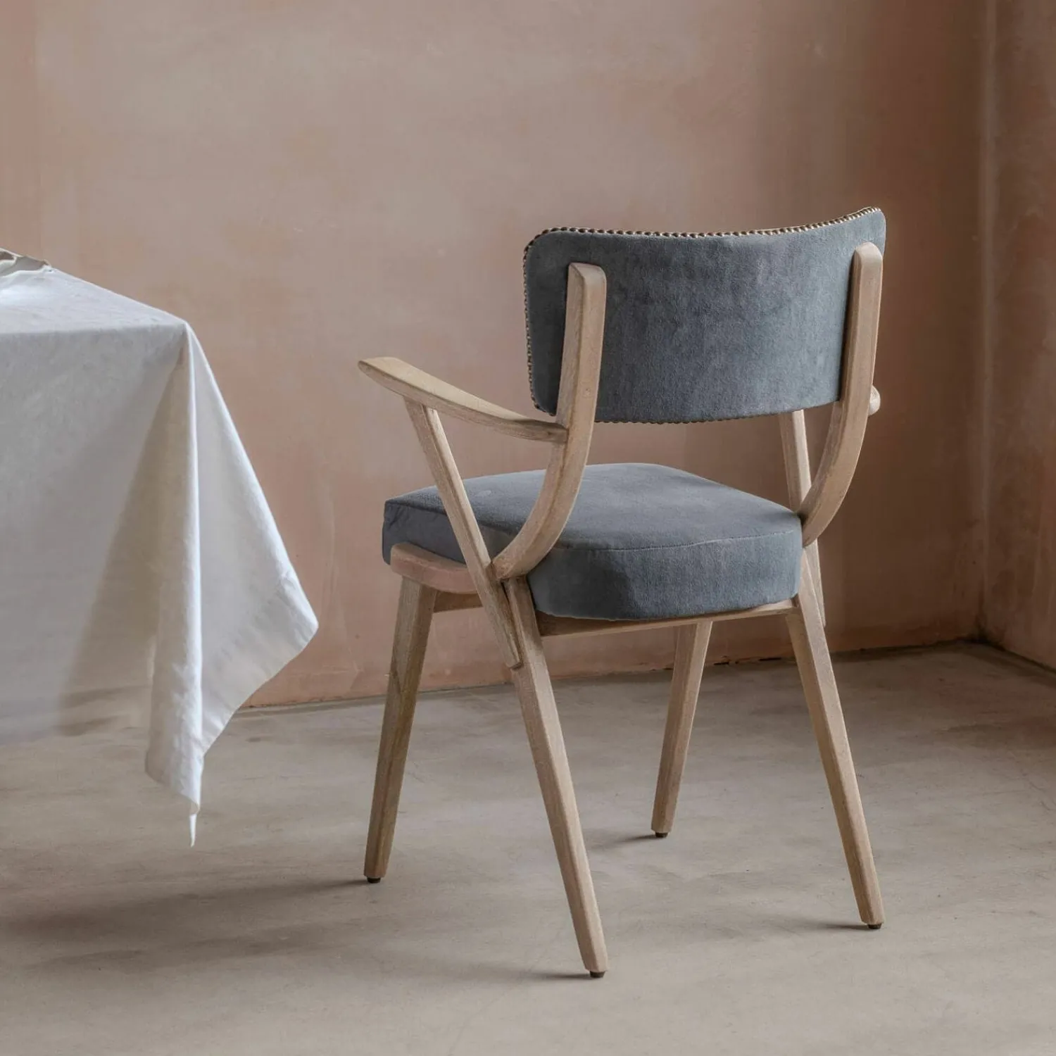 Graham & Green Myles Grey Velvet Armchair