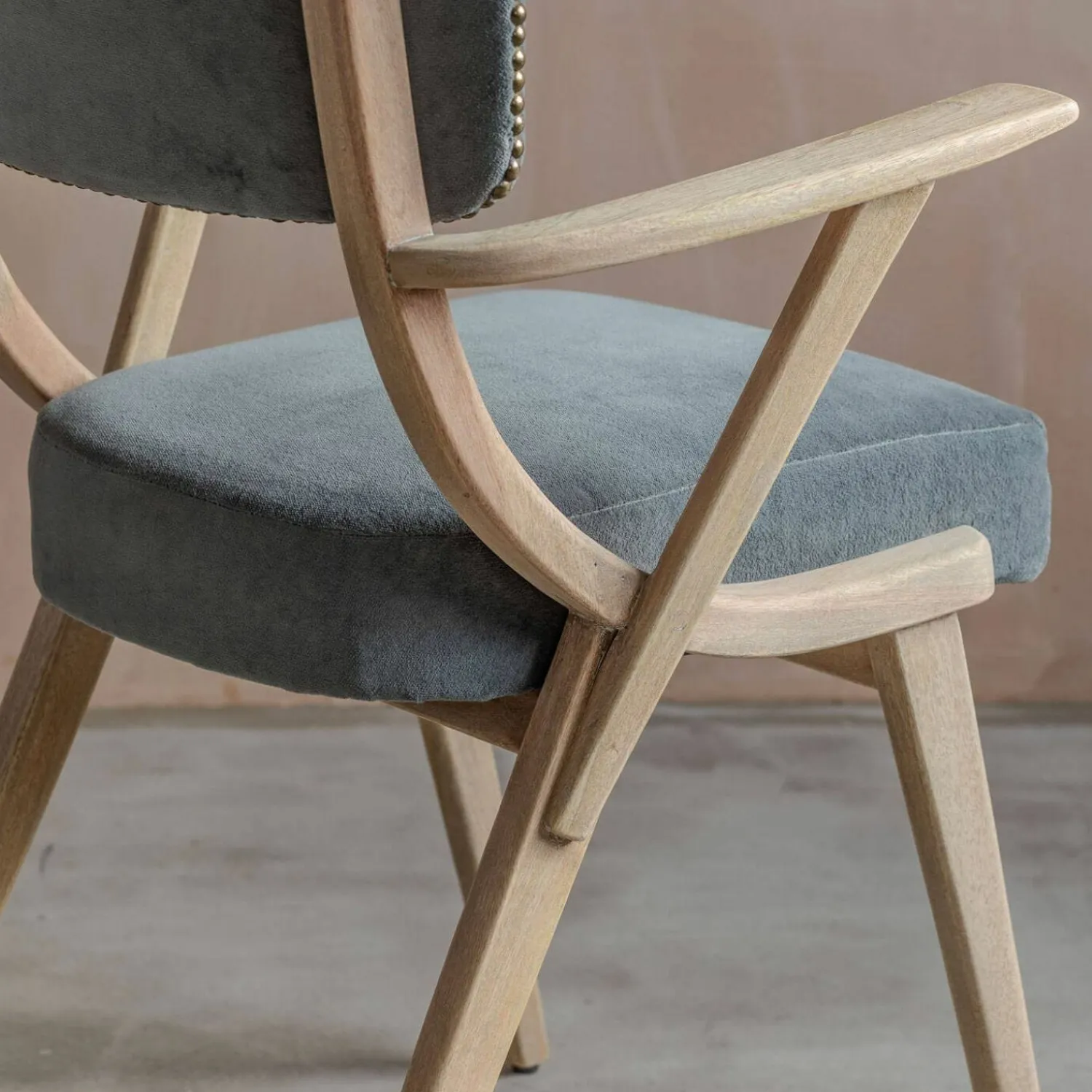Graham & Green Myles Grey Velvet Armchair