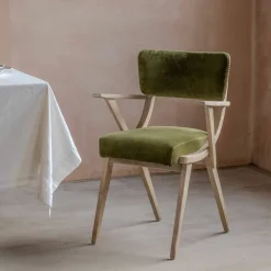 Graham & Green Myles Olive Velvet Armchair