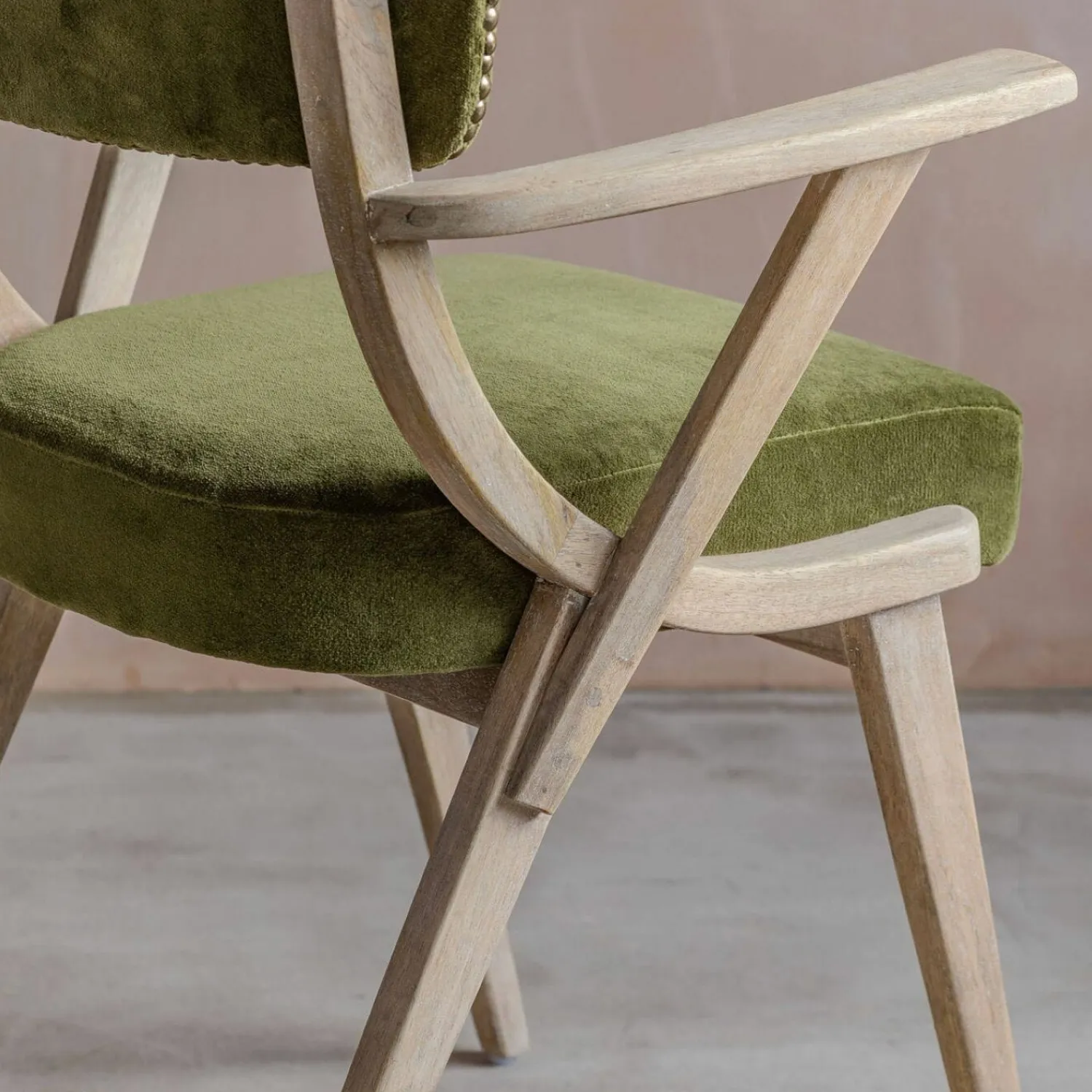 Graham & Green Myles Olive Velvet Armchair