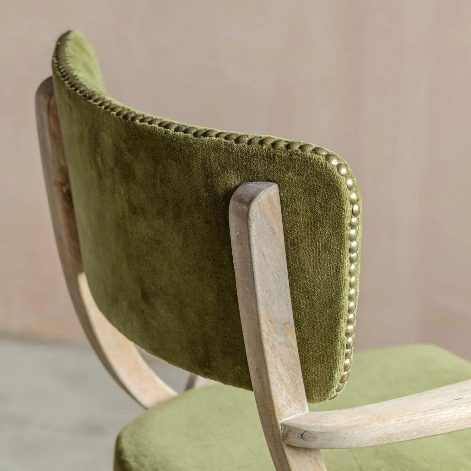 Graham & Green Myles Olive Velvet Armchair