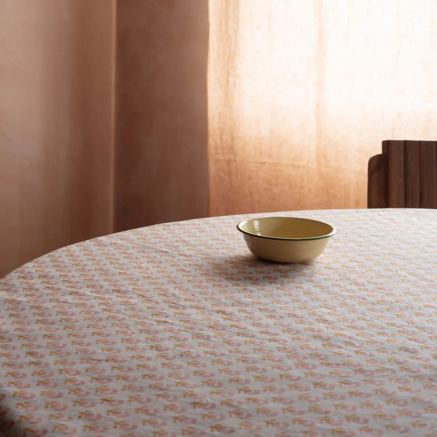 Graham & Green Natural Flower Block Printed Tablecloths